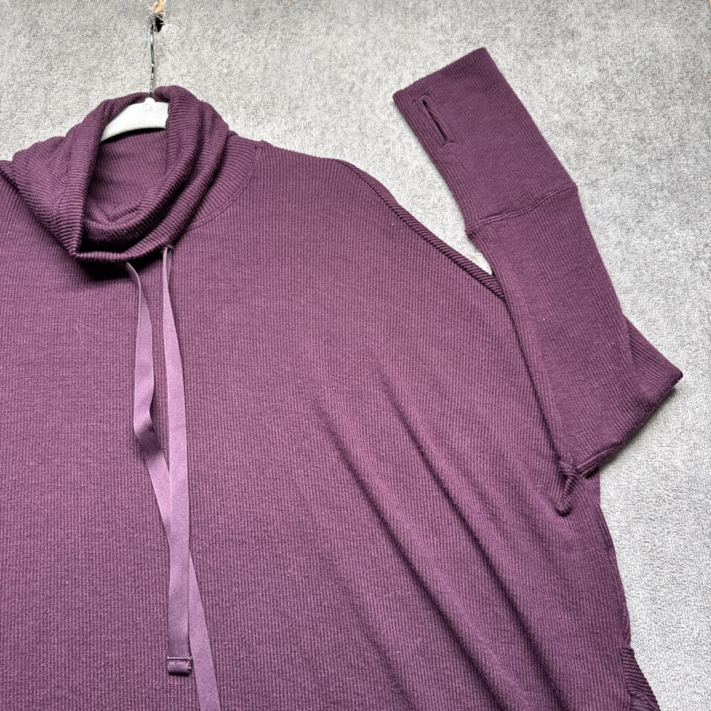 Free People Movement Burgundy Ribbed High Low Hoodie Top Women's Small Boho